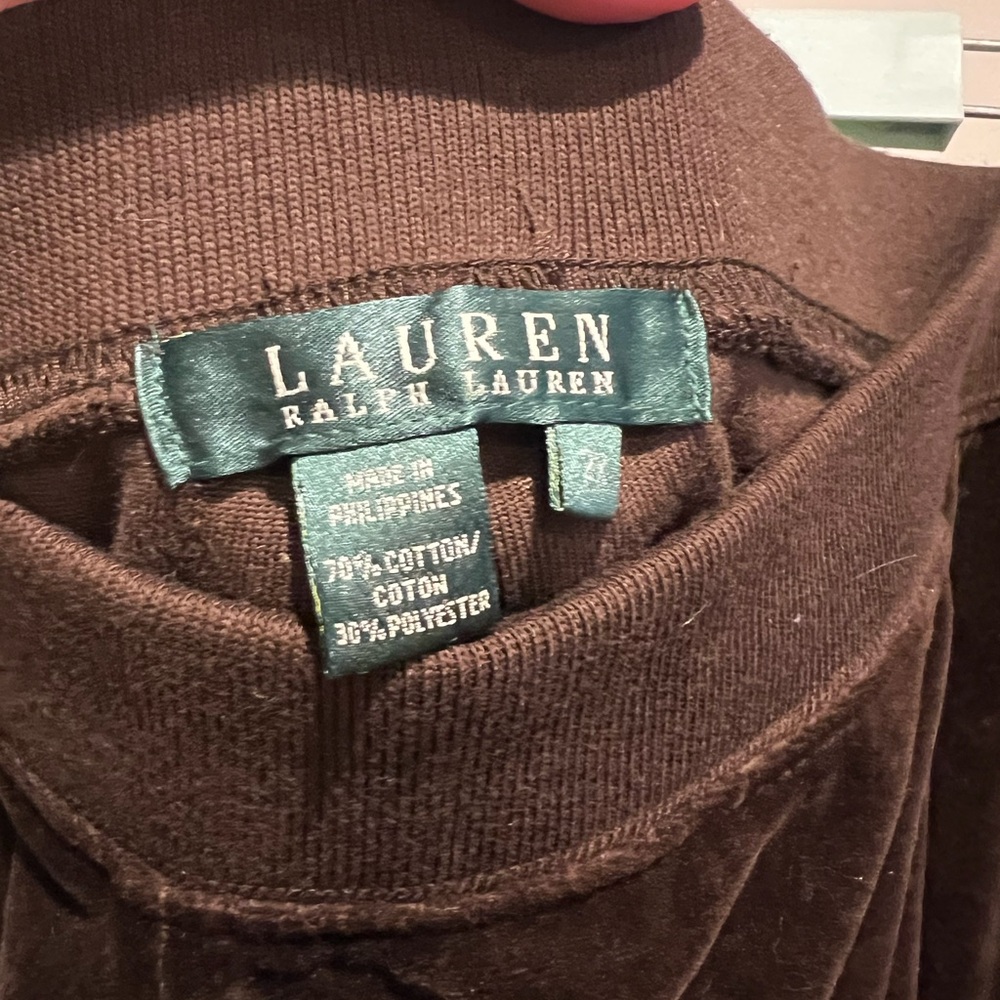 Lauren Ralph Lauren Brown Velvet Track Pants - Picture 2 of 4
